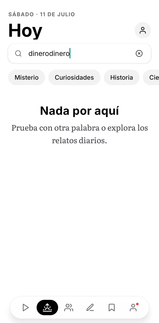 Pantalla Hoy de Margen con la lectura del día y el buscador